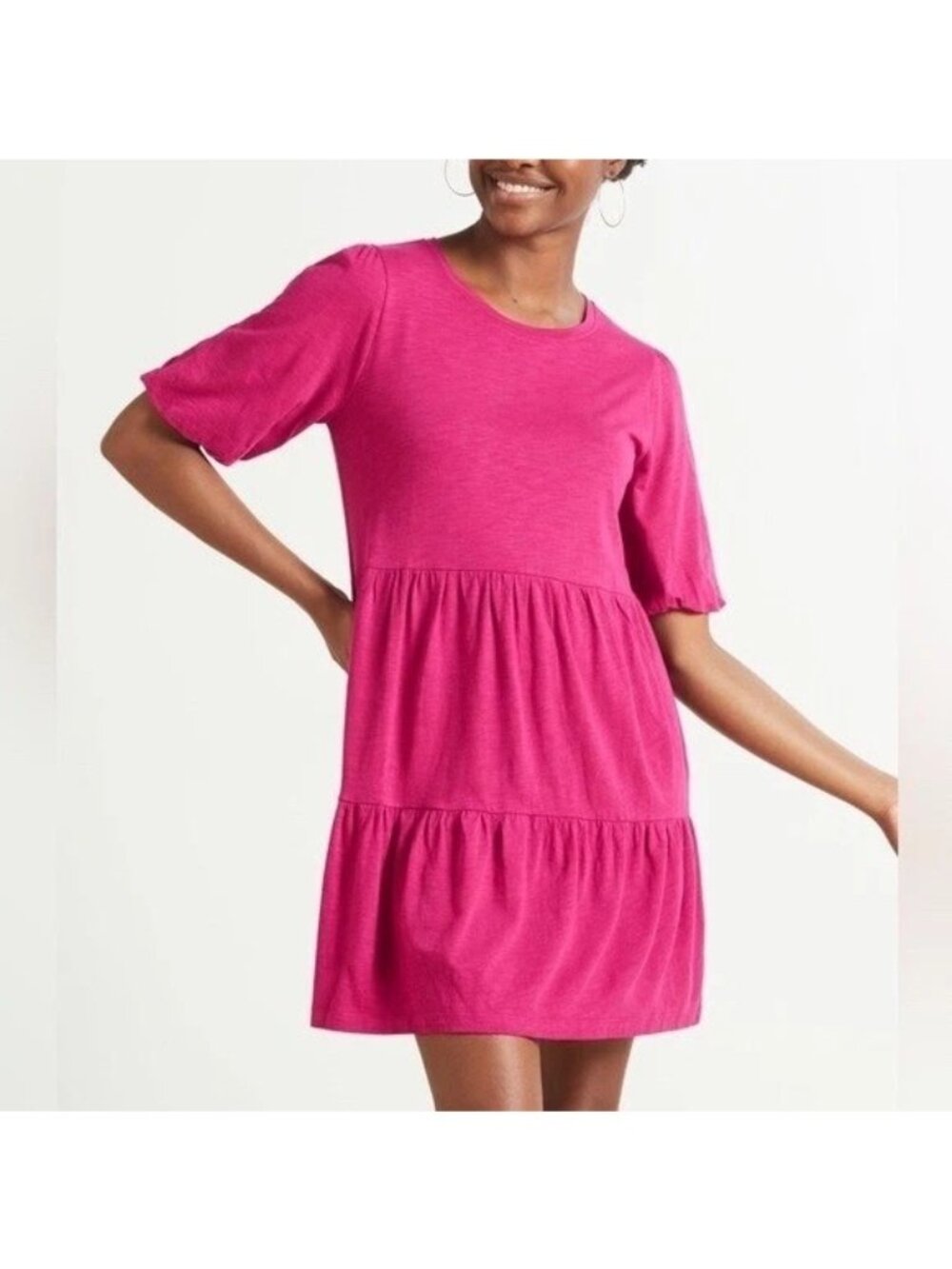 Sanctuary Sunday Stroll T-Shirt Dress Small Tiered Knit Short Sleeve Barbiecore